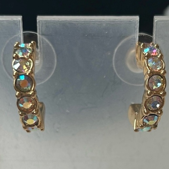 Swarovski Gold and iridescent crystal Hoop Earrings - Picture 1 of 6